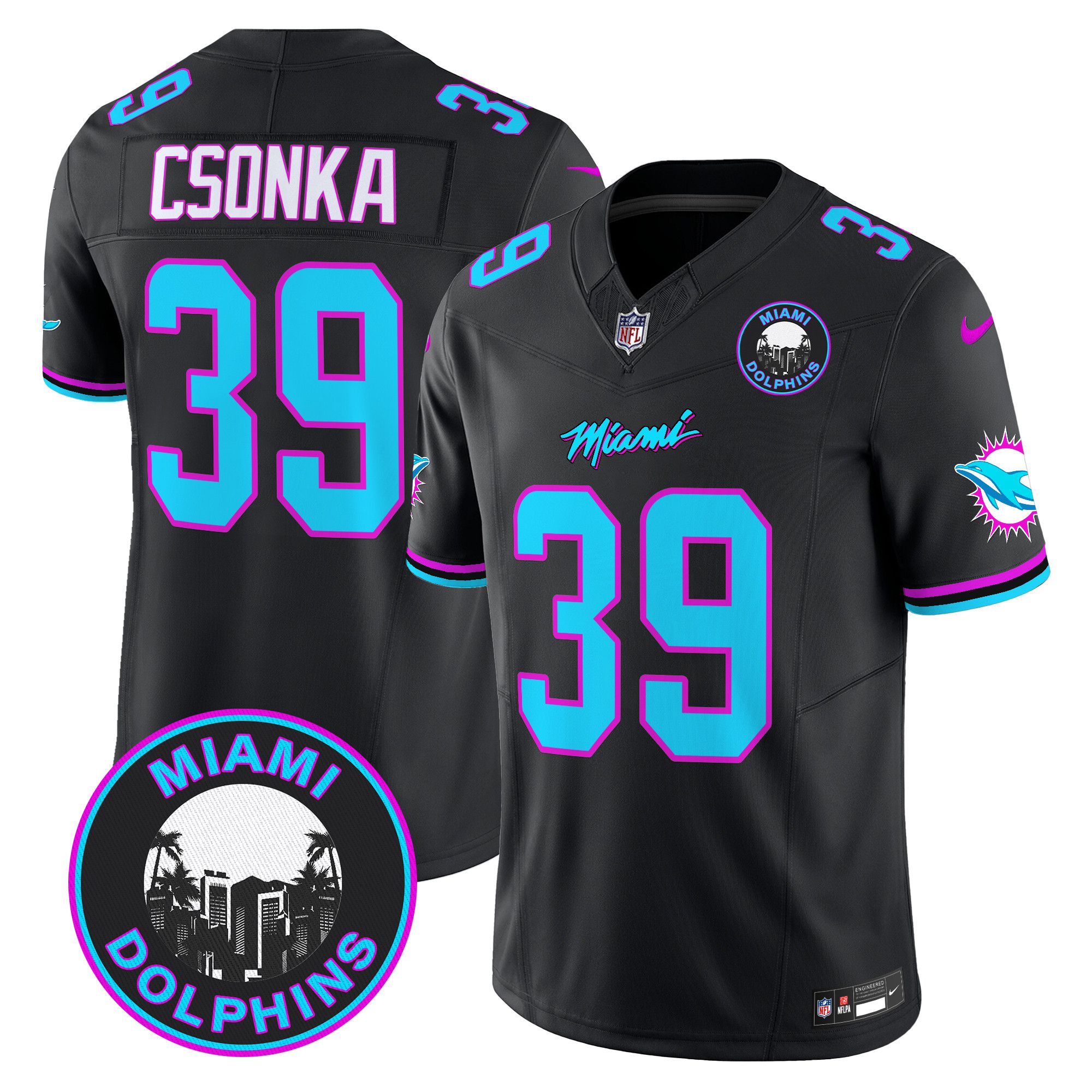 Men Miami Dolphins #39 Csonka Black 2024 Nike Vapor Limited NFL Jersey style 1->indianapolis colts->NFL Jersey